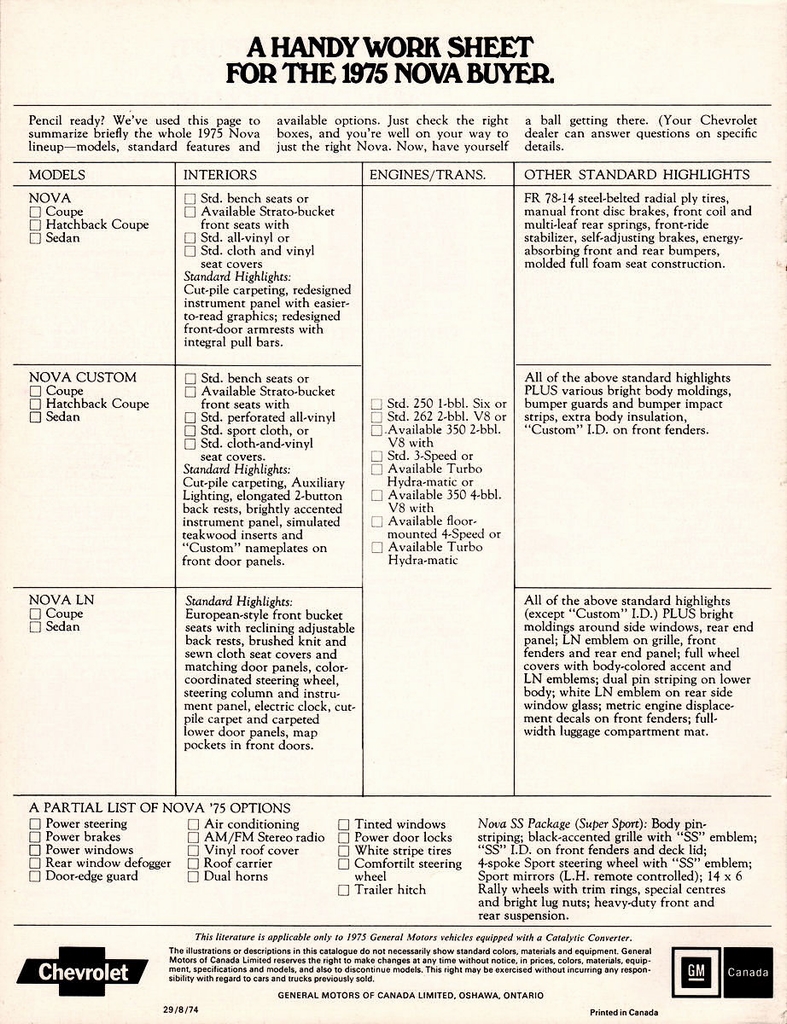 1975 Chevrolet Nova Canadian Brochure Page 9